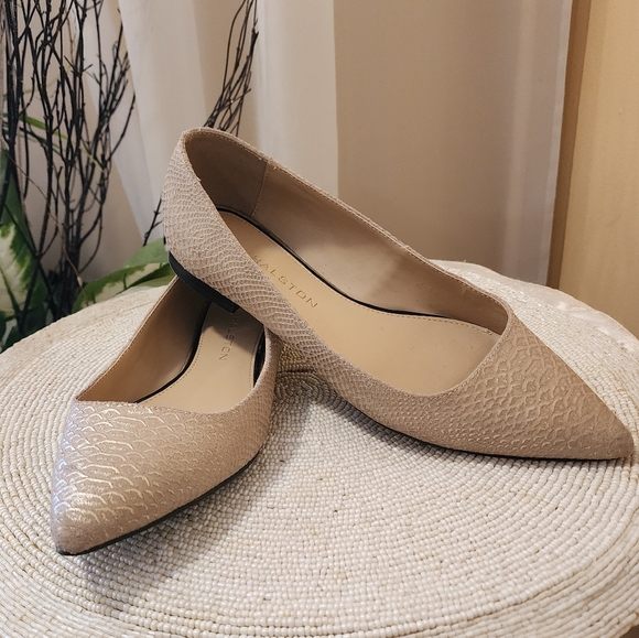 H by Halston Metallic Embossed Python Flats-Lucille (1663) Camel Sz 5.5 - Picture 1 of 8